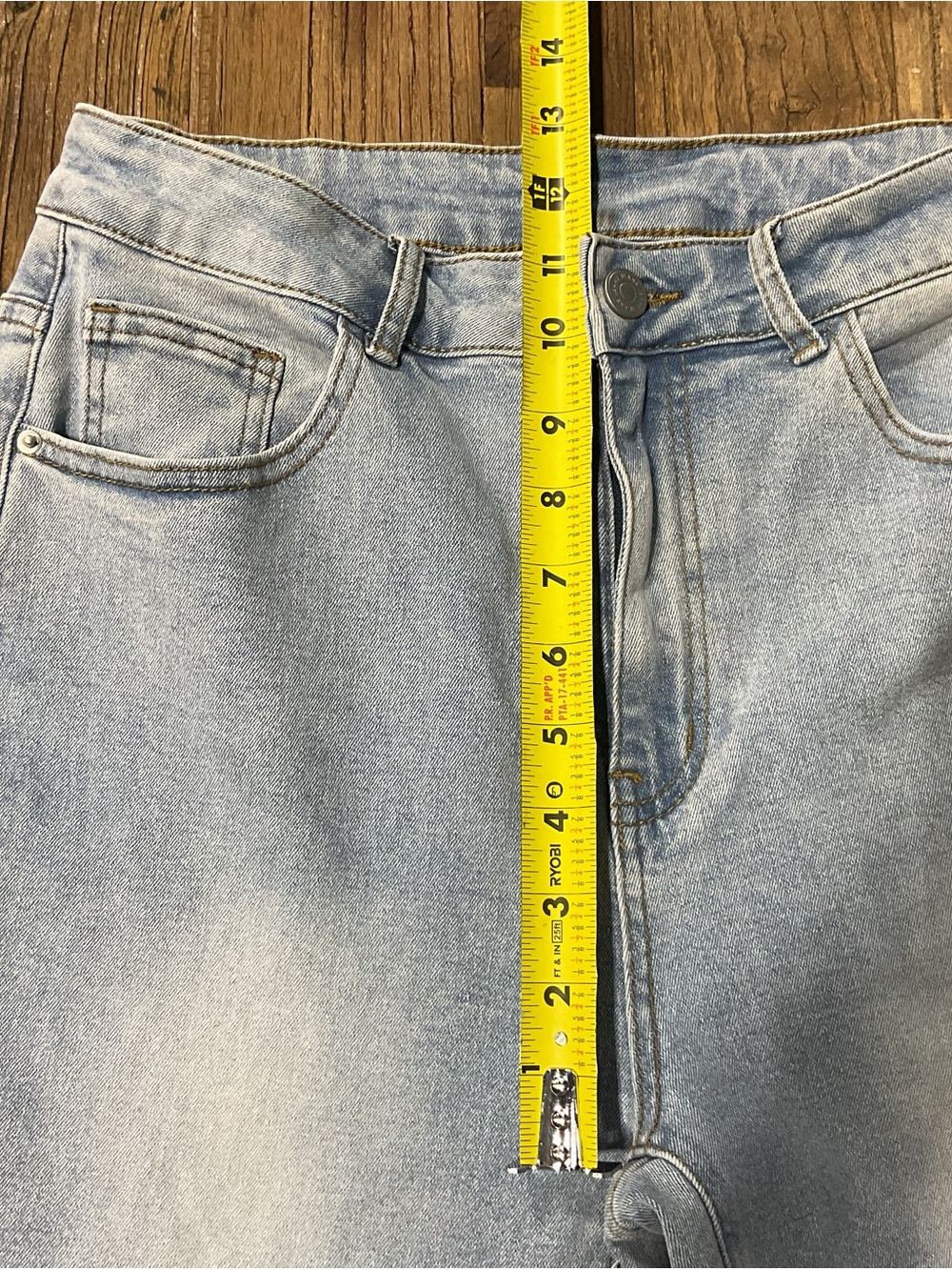 Light Blue High-Rise Flare Jeans with Knee Bow Carpenter Detail - Picture 8 of 11
